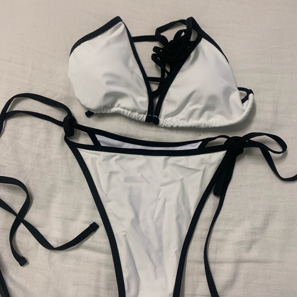 White and Black Bikini Set